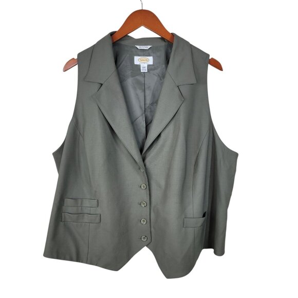 Talbots Italian Wool Vest Plus Size 20 20W Professional Sleeveless Jacket Grey - Picture 1 of 7